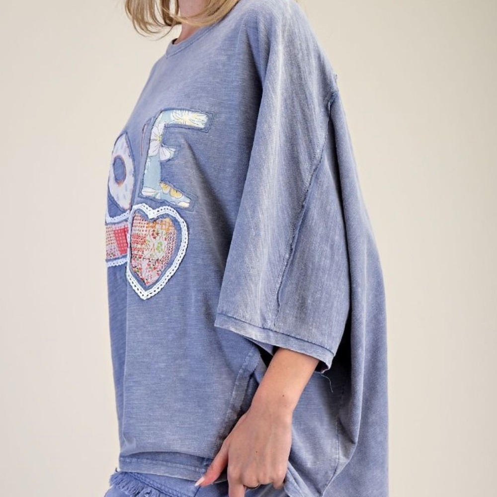 💕 Easel Plus LOVE washed top - Picture 4 of 6